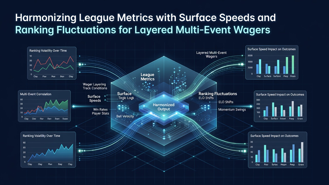 Analysts reviewing league performance charts alongside surface speed data and player ranking trends for multi-event betting strategies