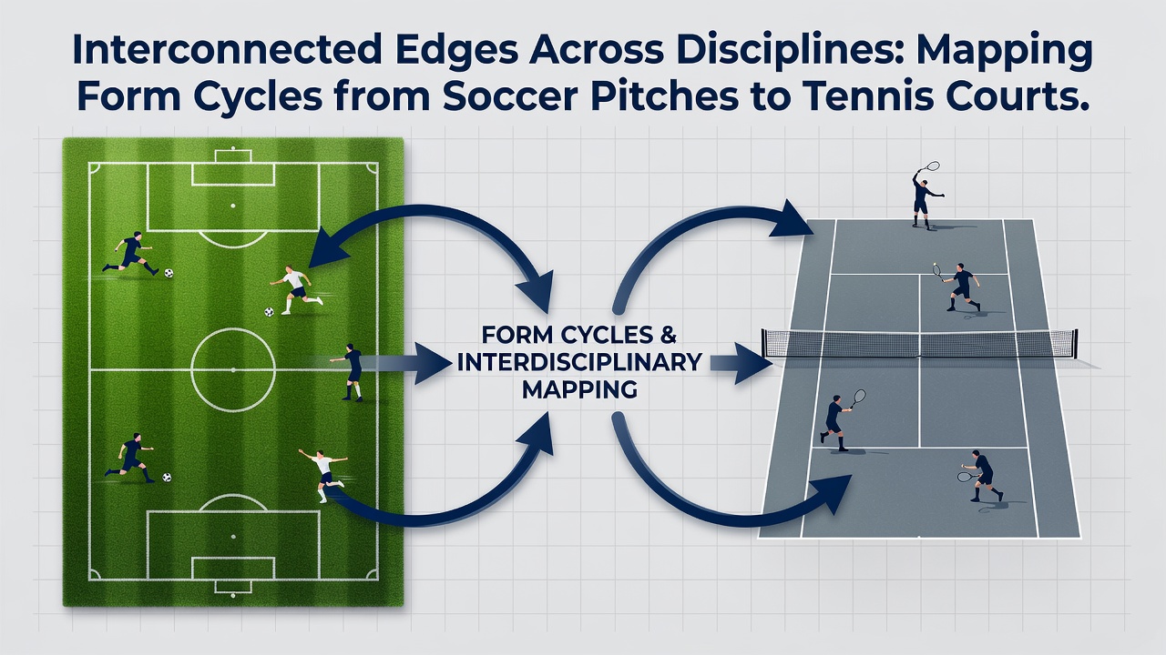 Data visualization showing correlations between form cycles in soccer, tennis, and horse racing for accumulator building