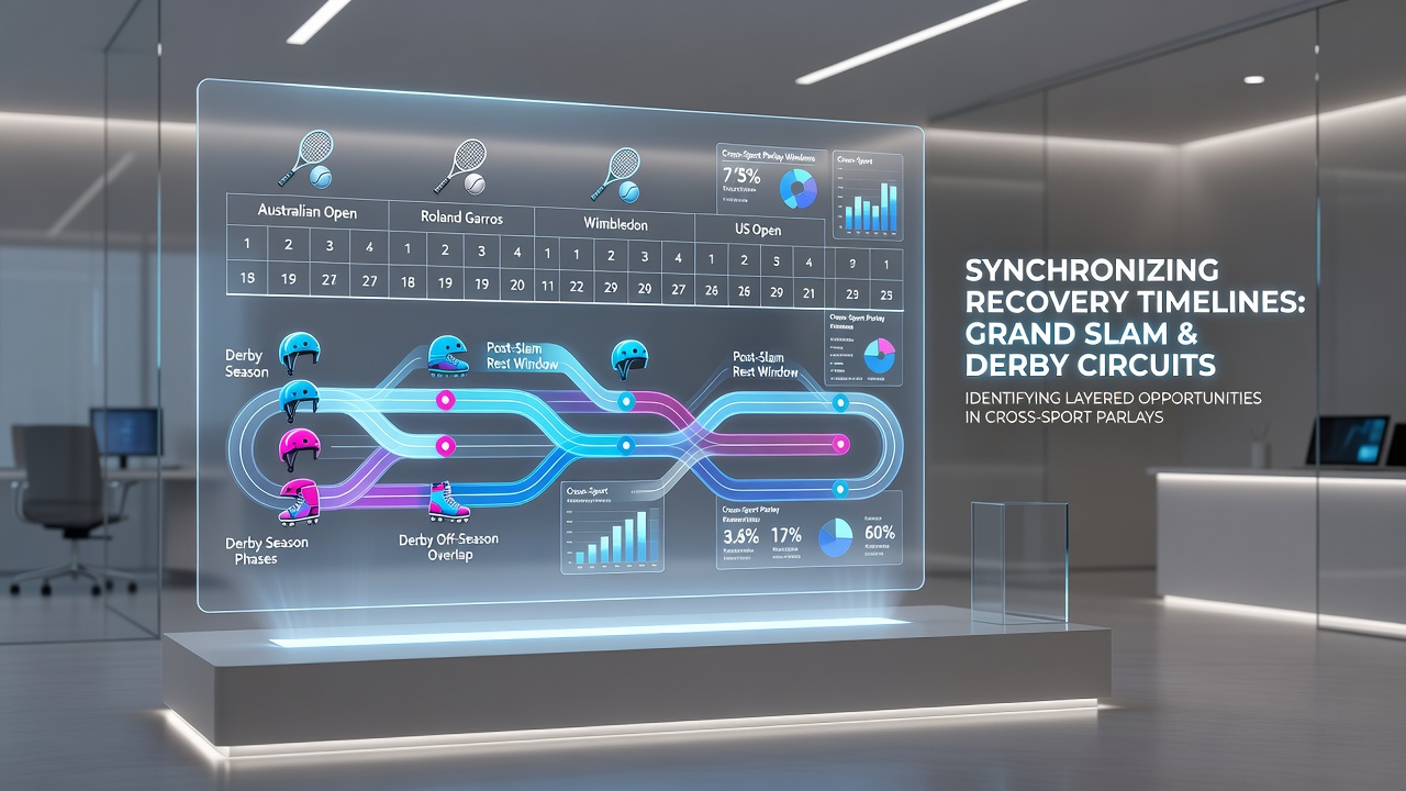 Tennis court and horse racing track side by side showing overlapping event timelines