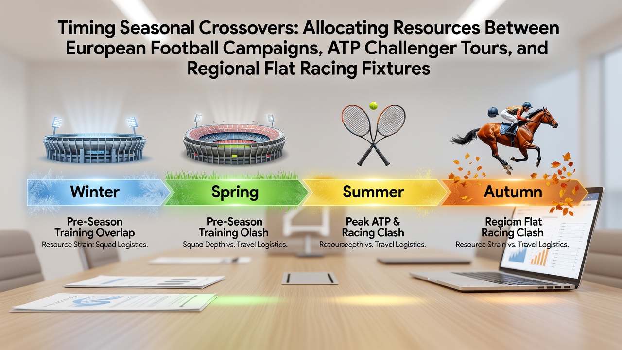 European football pitch alongside tennis courts and horse racing tracks during seasonal crossover period
