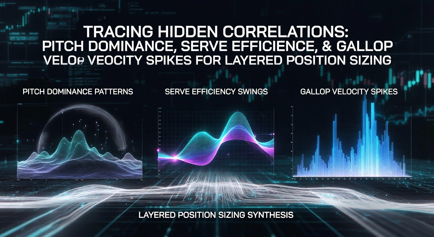 Visual representation of performance data correlations across soccer pitches, tennis courts, and horse racing tracks used for betting position sizing