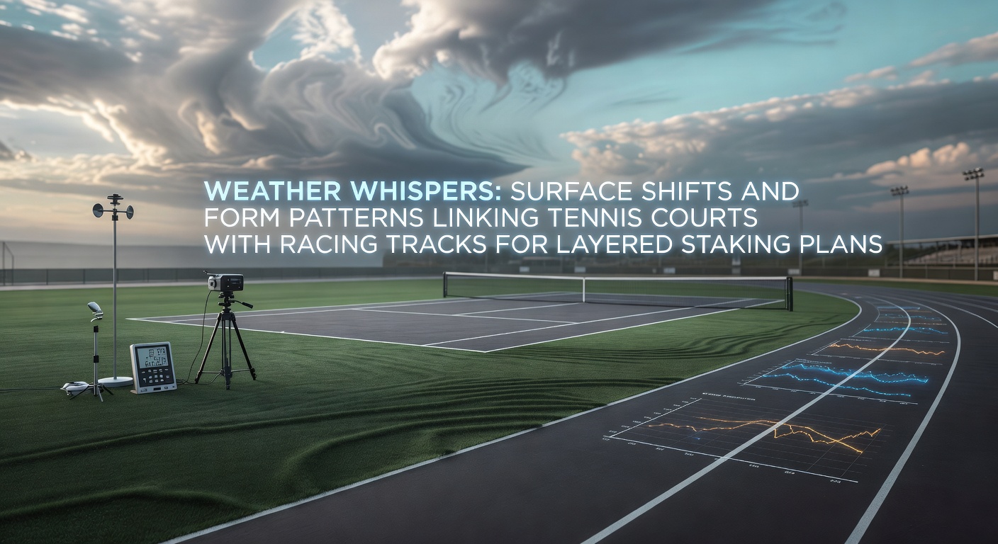 Tennis court and racing track surfaces under varying weather conditions showing shifts in play patterns