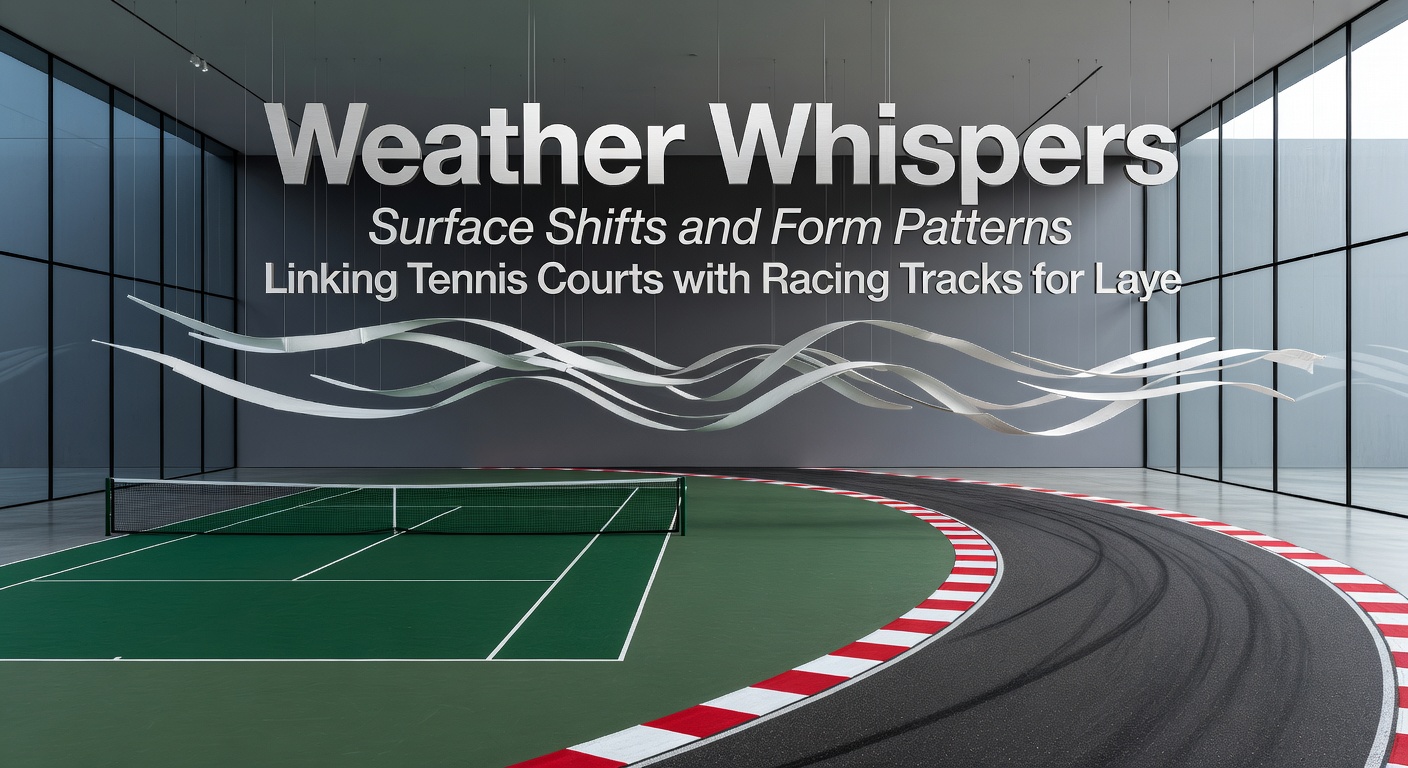 Layered staking plan diagram connecting tennis surface data with racing track conditions