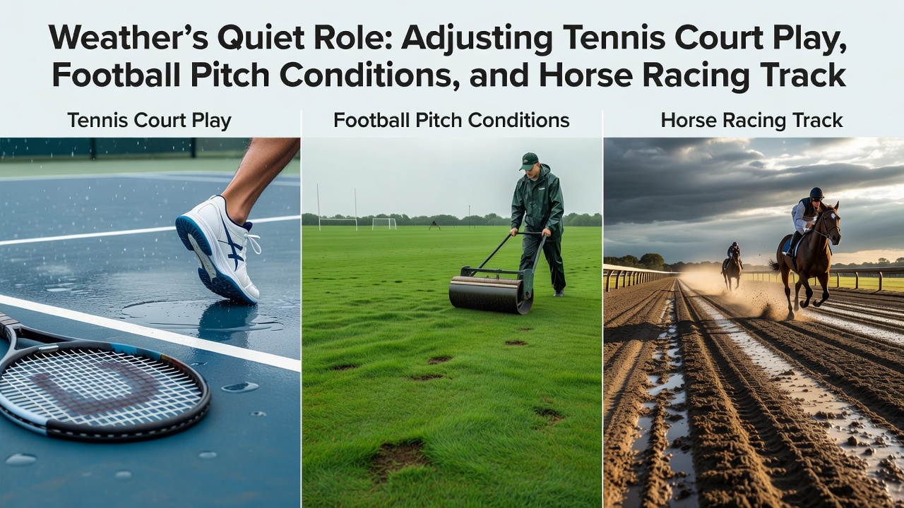 Horse racing track surface showing rain-affected going and bias indicators